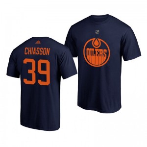 Alex Chiasson Oilers Navy Authentic Stack T-Shirt - Sale