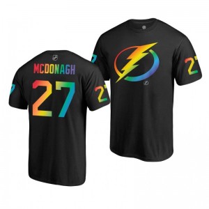 Ryan McDonagh Lightning Name and Number LGBT Black Rainbow Pride T-Shirt - Sale