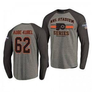 Flyers Nicolas Aube-Kubel 2019 NHL Stadium Series Coors Light Vintage Raglan gray T-Shirt - Sale