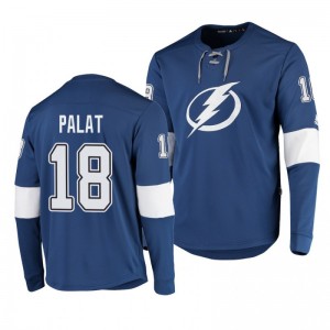 Ondrej Palat Lightning Platinum Long Sleeve Blue Jersey T-Shirt - Sale