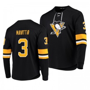 Penguins Olli Maatta Black Platinum Long Sleeve Jersey T-Shirt - Sale