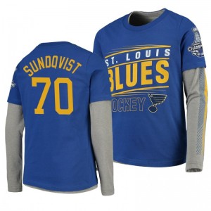 2019 Stanley Cup Champions Blues Royal Long Sleeve Oskar Sundqvist T-Shirt - Sale