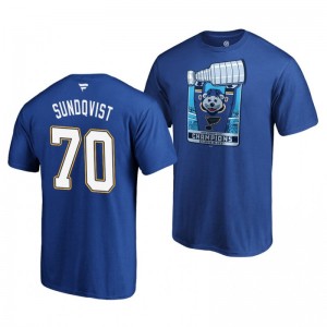 Blues 2019 Stanley Cup Champions Banner Collection Oskar Sundqvist T-Shirt - Royal - Sale