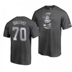 Blues 2019 Stanley Cup Champions Banner Collection Oskar Sundqvist T-Shirt - Heather Charcoal - Sale