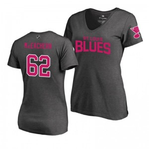 Mother's Day Pink Wordmark V-Neck Heather Gray T-Shirt St. Louis Blues Mackenzie MacEachern - Sale