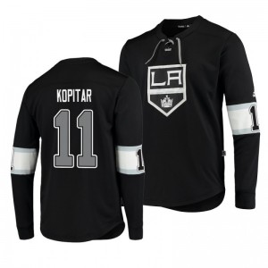 Kings Anze Kopitar Black Platinum Long Sleeve Jersey T-Shirt - Sale