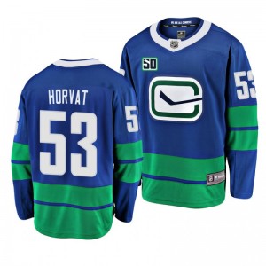 Canucks Bo Horvat 50th Anniversary Blue Jersey - Sale
