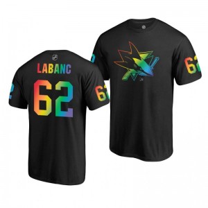 Kevin Labanc Sharks Name and Number LGBT Black Rainbow Pride T-Shirt - Sale