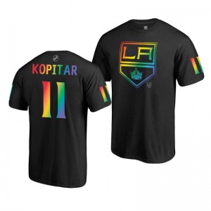 Anze Kopitar Kings Black Rainbow Pride Name and Number T-Shirt - Sale