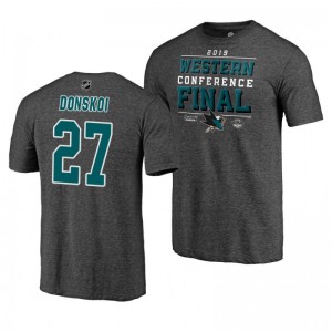 Sharks 2019 Stanley Cup Playoffs Joonas Donskoi Western Conference Finals Gray T-Shirt - Sale