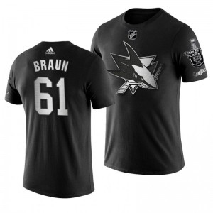 2019 Stanley Cup Playoffs Bound San Jose Sharks Justin Braun Black Blocker Men's T-shirt - Sale