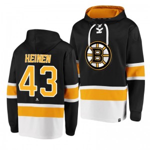 Bruins Danton Heinen Dasher Player Lace-Up Black Hoodie - Sale
