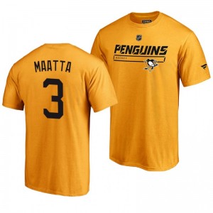 Pittsburgh Penguins Olli Maatta Gold Rinkside Collection Prime Authentic Pro T-shirt - Sale