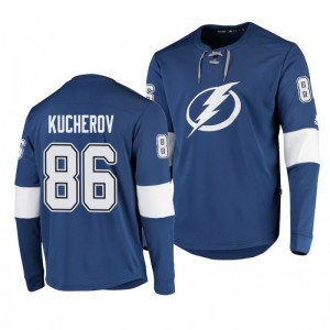 Nikita Kucherov Lightning Platinum Long Sleeve Blue Jersey T-Shirt - Sale