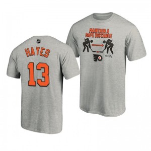 2020 Stanley Cup Playoffs Safe Distance Flyers Kevin Hayes Heather Gray T-Shirt - Sale