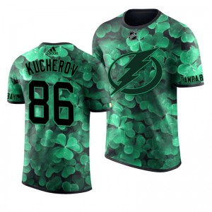 Lightning Nikita Kucherov St. Patrick's Day Green Lucky Shamrock Adidas T-shirt - Sale