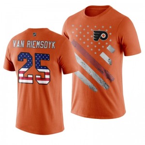 James van Riemsdyk Flyers Orange Independence Day T-Shirt - Sale