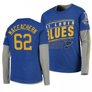 2019 Stanley Cup Champions Blues Royal Long Sleeve Mackenzie MacEachern T-Shirt - Sale
