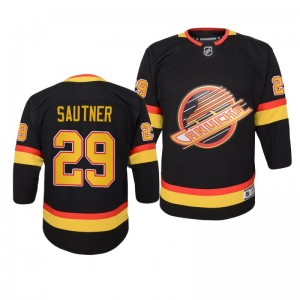 Ashton Sautner Vancouver Canucks 2019-20 Flying Skate Premier Black Throwback Jersey - Youth - Sale