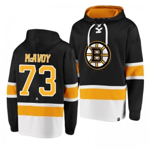 Bruins Charlie McAvoy Dasher Player Lace-Up Black Hoodie - Sale