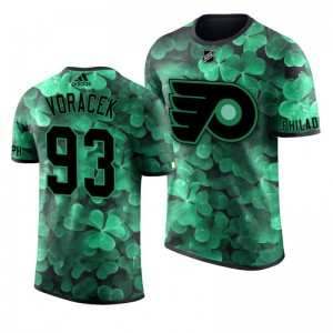 Flyers Jakub Voracek St. Patrick's Day Green Lucky Shamrock Adidas T-shirt - Sale
