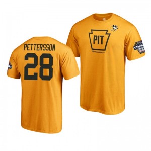 Penguins Marcus Pettersson 2019 NHL Stadium Series Name and Number Gold T-Shirt - Sale