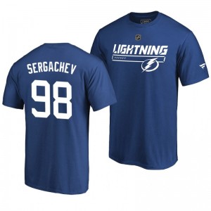 Tampa Bay Lightning Mikhail Sergachev Blue Rinkside Collection Prime Authentic Pro T-shirt - Sale