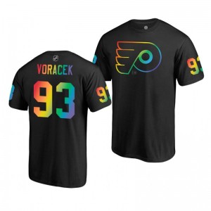 Jakub Voracek Flyers Black Rainbow Pride Name and Number T-Shirt - Sale