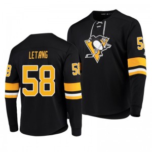 Penguins Kris Letang Black Platinum Long Sleeve Jersey T-Shirt - Sale