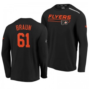 Flyers Justin Braun 2020 Authentic Pro Clutch Long Sleeve Black T-Shirt - Sale