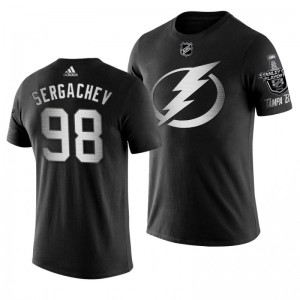 2019 Stanley Cup Playoffs Bound Tampa Bay Lightning Mikhail Sergachev Black Blocker Men's T-shirt - Sale