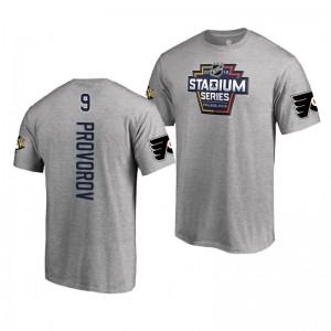 Flyers Ivan Provorov 2019 NHL Stadium Series Coors Light Event Logo gray T-Shirt - Sale