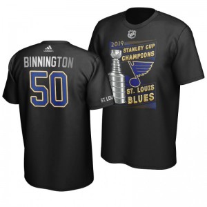 Jordan Binnington 2019 Stanley Cup Champions Blues Replica Trophy T-Shirt - Black - Sale