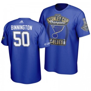 Jordan Binnington 2019 Stanley Cup Champions Blues Hand Pass T-Shirt - Blue - Sale