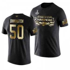 2019 Stanley Cup Champions Blues Black Golden Edition Jordan Binnington T-Shirt - Sale