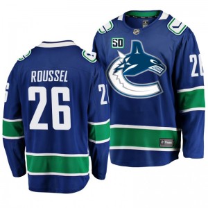 Canucks Antoine Roussel 50th Anniversary Blue Jersey - Sale