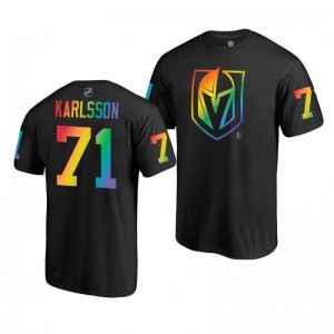 William Karlsson Golden Knights Name and Number LGBT Black Rainbow Pride T-Shirt - Sale