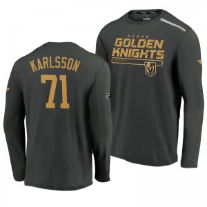 Golden Knights William Karlsson 2020 Authentic Pro Clutch Long Sleeve Gray T-Shirt - Sale