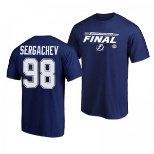 Lightning Mikhail Sergachev Royal 2020 Stanley Cup Playoffs Eastern Conference Final Bound Overdrive T-Shirt - Sale