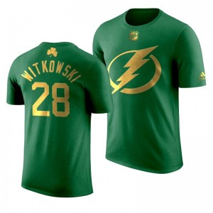 NHL Lightning Luke Witkowski 2020 St. Patrick's Day Golden Limited Green T-shirt - Sale