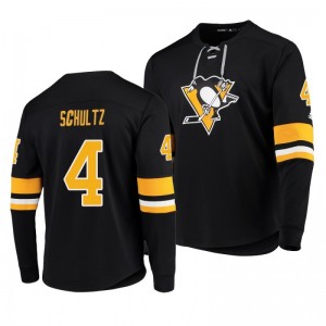 Penguins Justin Schultz Black Platinum Long Sleeve Jersey T-Shirt - Sale