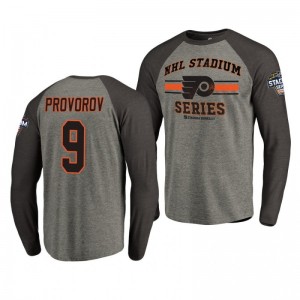 Flyers Ivan Provorov 2019 NHL Stadium Series Coors Light Long Sleeve gray T-Shirt - Sale
