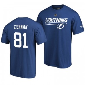 Tampa Bay Lightning Erik Cernak Blue Rinkside Collection Prime Authentic Pro T-shirt - Sale