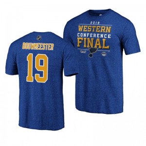 Blues 2019 Stanley Cup Playoffs Jay Bouwmeester Western Conference Finals Royal T-Shirt - Sale