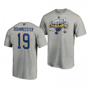 Jay Bouwmeester 2019 Stanley Cup Champions Blues Locker Room T-Shirt - Gray - Sale