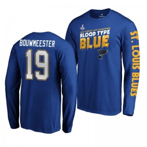 2019 Stanley Cup Champions Blues Royal Home Ice Jay Bouwmeester T-Shirt - Sale