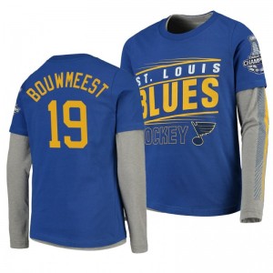 2019 Stanley Cup Champions Blues Royal Long Sleeve Jay Bouwmeester T-Shirt - Sale