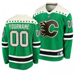 Flames Custom 2020 St. Patrick's Day Replica Player Green Jersey - Sale
