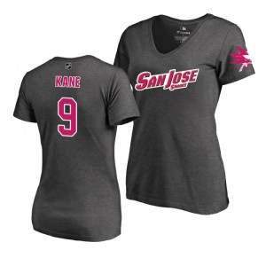 Mother's Day Pink Wordmark V-Neck Heather Gray T-Shirt San Jose Sharks Evander Kane - Sale