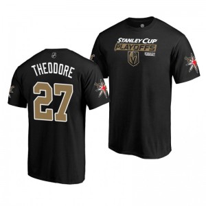 Vegas Golden Knights 2019 Stanley Cup Playoffs Black Bound Body Checking Shea Theodore Men's T-Shirt - Sale
